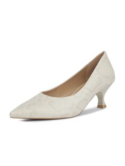 Bata - Womens Pointed Toe Kitten Heel Pumps - Off White