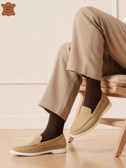 Carlton London - Men Premium Suede Venetian Slip-On Loafers - Brown