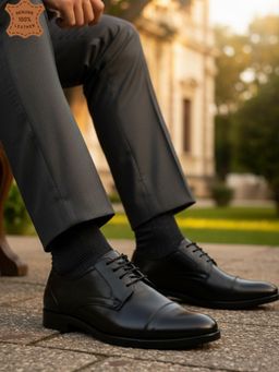 Carlton London - Textured Cap Derbies - Black