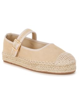 Rag & Co - Rag And Co Women Soft Suede Leather Mary Jane Espadrilles - Beige