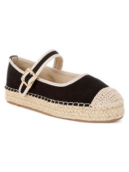 Rag & Co - Rag And Co Women Soft Suede Leather Mary Jane Espadrilles - Black