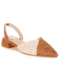 Rag & Co - Rag And Co Women Pointy Toe Slingback Heel Sandals - Tan
