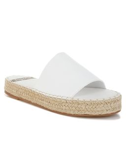 Rag & Co - Rag And Co Women Genuine Soft Leather Espadrille Flatforms Heels - White