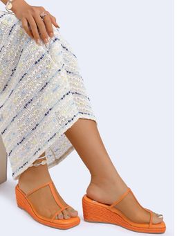 Rag & Co - Rag And Co Women Breathable Mesh Slip Wedges - Orange