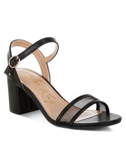 London Rag - Women's Mesh Pin Buckle Block Heels - Black