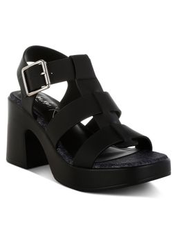 London Rag - Women's Chunky Pin Buckle Heels - Black