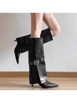 MISS MOSA BY AKANKSHA - Chloe Mid Calf Pointed Boots Black