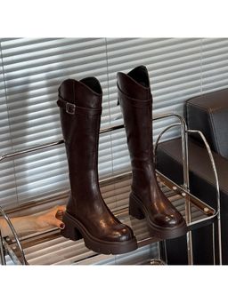 MISS MOSA BY AKANKSHA - Leora High Block Boots Brown