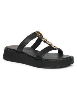 Viviblu - Black Leather Platform Sandals