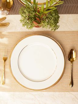 Pure Home + Living - White Gold Rim Ceramic Dinner Plates (Set Of 2)