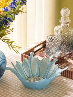 Pure Home + Living - Blue Pearl Finish Papatya Flower Platter