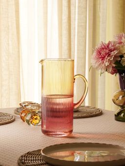 Pure Home + Living - Orange Ombre Linear Textured Pitcher