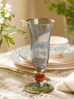 Pure Home + Living - Green Colourbocked Champagne Flute Glasses (Set Of 2)