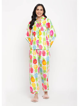 Shopbloom - Big And Bright Pineapple Print Long Sleeve Womens Night suit (Set of 2)