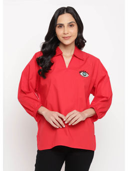 Shopbloom - Embellished Evil Eye Red Top