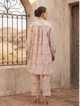 JAIPURRANG - Beige Digital Print Floral Cotton Linen Co-Ord (Set of 2)