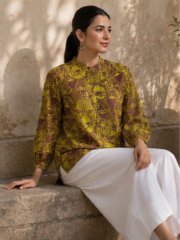 JAIPURRANG - Tiger Digital Print Crop Shirt