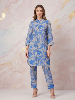 JAIPURRANG - Womens Blue Floral Print Co-Ord Set