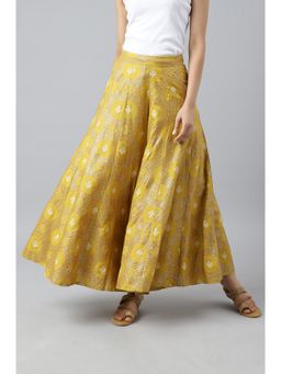W - Honeysuckle Yellow Printed Flared Culottes