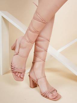Twenty Dresses by Nykaa Fashion - Peach Block Party Gladiators Heels