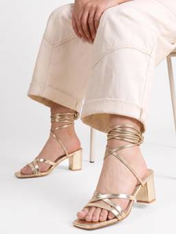 Twenty Dresses by Nykaa Fashion - Gold Party Gladiators Heels