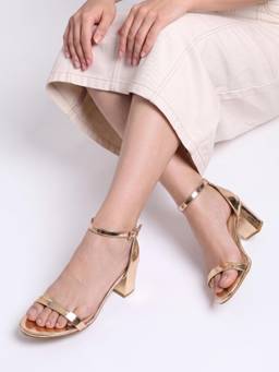 Twenty Dresses by Nykaa Fashion - Rose Gold Party Sandals Heels