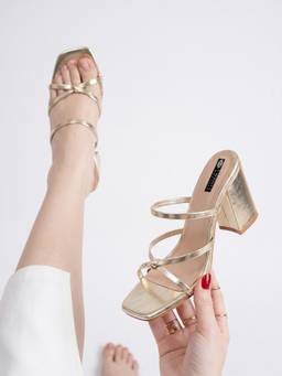 Twenty Dresses by Nykaa Fashion - Gold Party Sandals Heels