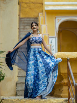 Pasha India - Noori Blue Kali Lehenga (Set of 3)