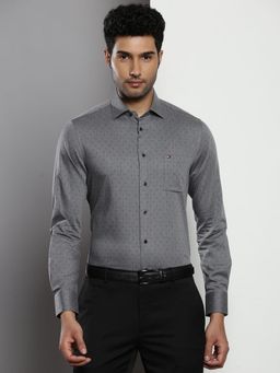 Tommy Hilfiger - Men Printed Cotton Grey Shirt