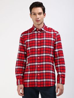 Tommy Hilfiger - Men Checks Cotton Red Shirt