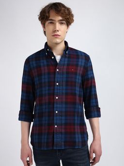 Tommy Hilfiger - Men Checks Cotton Navy Blue Shirt