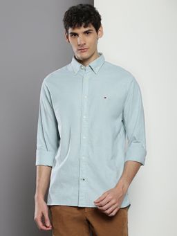 Tommy Hilfiger - Men Solid Cotton Green Shirt