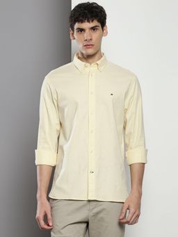 Tommy Hilfiger - Men Solid Cotton Yellow Shirt