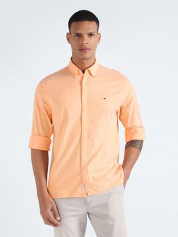 Tommy Hilfiger - Men Solid Cotton Orange Shirt