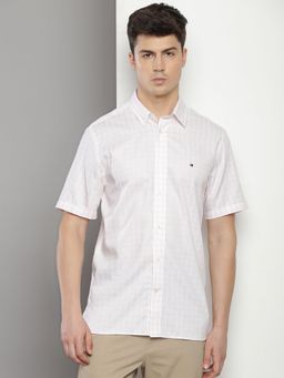Tommy Hilfiger - Men Checks Cotton Peach Shirt