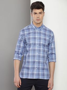 Tommy Hilfiger - Men Checks Cotton Blue Shirt