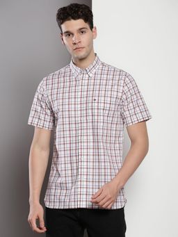 Tommy Hilfiger - Men Checks Cotton White Shirt