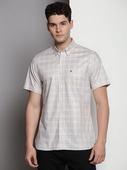 Tommy Hilfiger - Men Checks Cotton Yellow Shirt