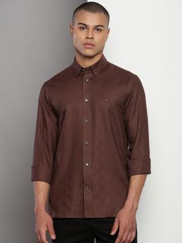 Tommy Hilfiger - Men Textured Cotton Brown Shirt