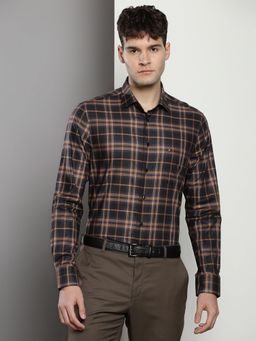 Tommy Hilfiger - Men Checks Cotton Dark Grey Shirt