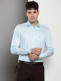 Tommy Hilfiger - Men Printed Cotton Sea Green Shirt