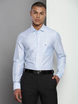Tommy Hilfiger - Men Stripes Cotton Blue Shirt