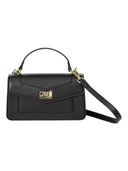 Cavalli Class - Women Solid Synthetic Satchel Bag With Detachable Strap - Black