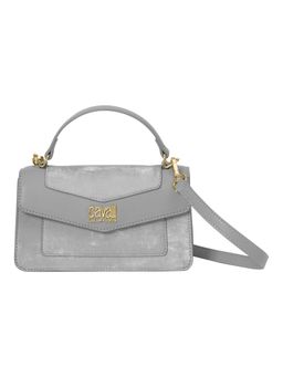 Cavalli Class - Women Solid Synthetic Satchel Bag With Detachable Strap - Silver