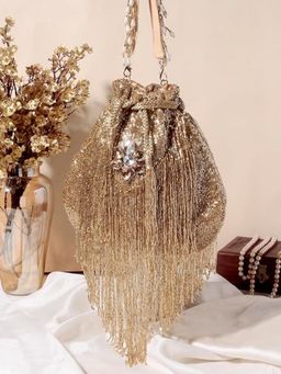SWISNI - Golden Embellished Potli Bag (M)