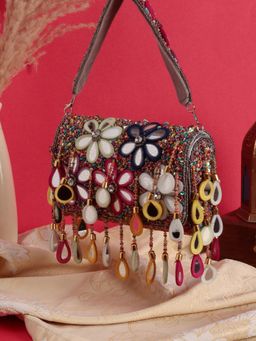 SWISNI - Silver Multi Flap Clutch Bag (M)