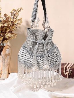 SWISNI - Black Embellished Potli Bag (M)