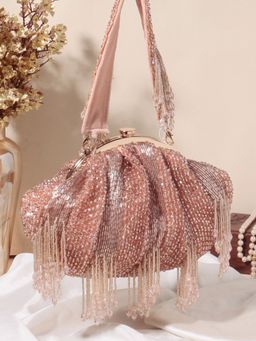 SWISNI - Rose Gold Embellished Clutch Bag (M)