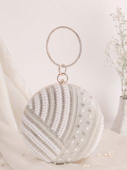 SWISNI - Embellished Round Matka Clutch Bag (M)