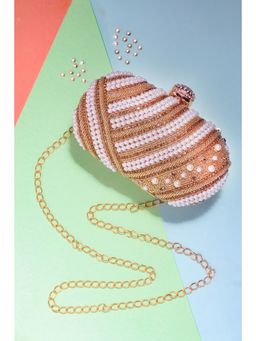 SWISNI - Golden Handicraft Oval Shape Designer Clutch (M)